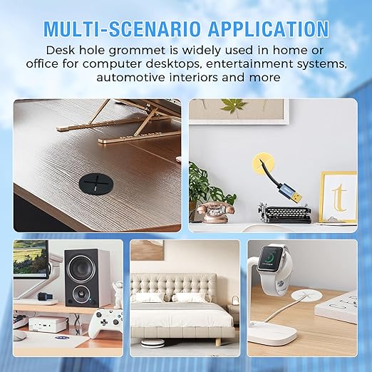Desk Grommet, 1 in 25 mm Silicone Rubber Grommets, Black Desk Hole Cover for Cables, Flexible Wall Cord Pass Through Grommet for Office Table Computer Home Furniture Wire Organizer-15 Pcs