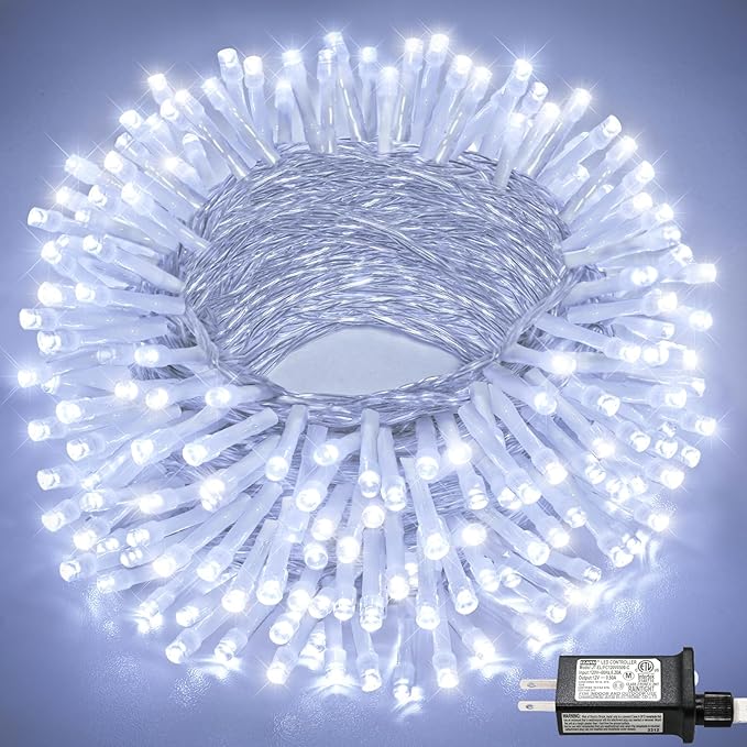 66FT 200 LED Christmas Lights Outdoor, Plug in Christmas String Lights Indoor, Waterproof & 8 Modes & Timer Function, Connectable Fairy Twinkle Light for Bedroom Wedding Patio Party Decor, White