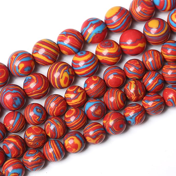 32PCS 12mm Natural Orange Malachite Beads Round Loose Stone Beads for Jewelry Making DIY Bracelet Necklace 15 Inch,Energy Stone Healing Power