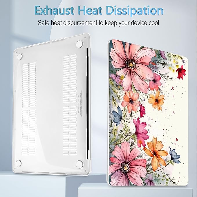 Mektron Designed Case for MacBook Pro 16 Inch A2141 Cover 2019 Release 16" with Liquid Retina Display/Touch ID, Plastic Hard Shell with Keyboard Skin & Screen Protector & Dust Plug, Colorful Floral