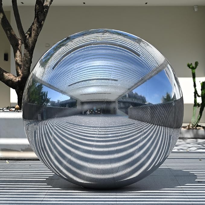Yescom 59" Inflatable Mirror Ball Giant Reusable Hanging Large Disco Balloon Decoration for Party Wedding Event Concerts Stage Decor Silver