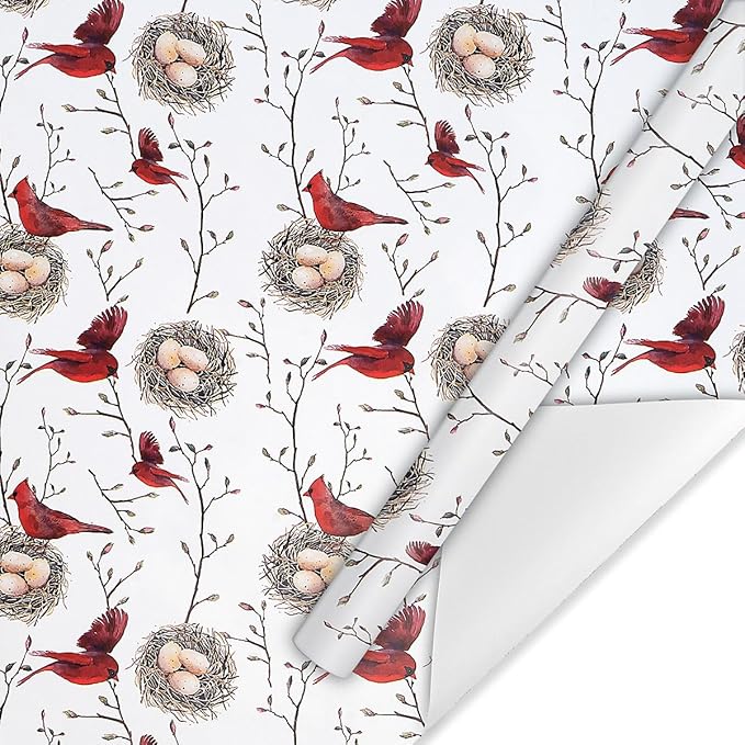 Current Winter Greeting Cardinal Christmas Rolled Wrapping Paper - Premium Classic 23-Inch x 8-Foot Gift Wrap Roll, 15 Square Feet Total