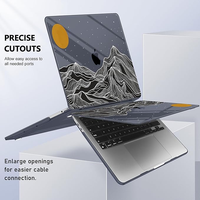 Case for MacBook Pro 13 inch with/Without Touch Bar (2016-2022, M2 A2338 M1 A2289 A2251 A2159 A1989 A1706 A1708), Hard Shell + Keyboard Cover + Dust Plug, Mountain