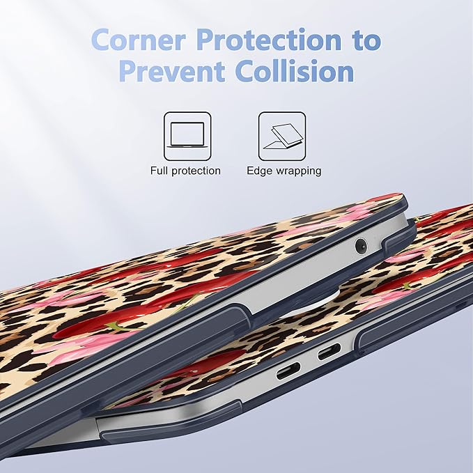 May Chen Case for MacBook Pro 13 inch M2 2023,2022,2021,2020 A2338 M1 A2251 A2289, Plastic Hard Shell Case for MacBook Pro 13" with Touch Bar Fits Touch ID, Cherry & Cheetah