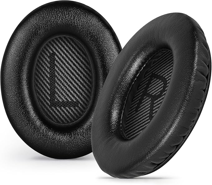 Aurivor Replacement Ear-Pads for Bose Quiet-Comfort QC 35 (ii) 25 15 2 Headphones, Tear-Proof Cushion for QC35 (ii) QC25 QC15 QC2 SoundTrue/SoundLink AE2/AE2i/AE2w Around-Ear Headphones (Black)