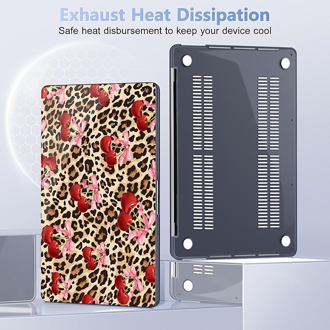 May Chen Case for MacBook Pro 13 inch M2 2023,2022,2021,2020 A2338 M1 A2251 A2289, Plastic Hard Shell Case for MacBook Pro 13" with Touch Bar Fits Touch ID, Cherry & Cheetah