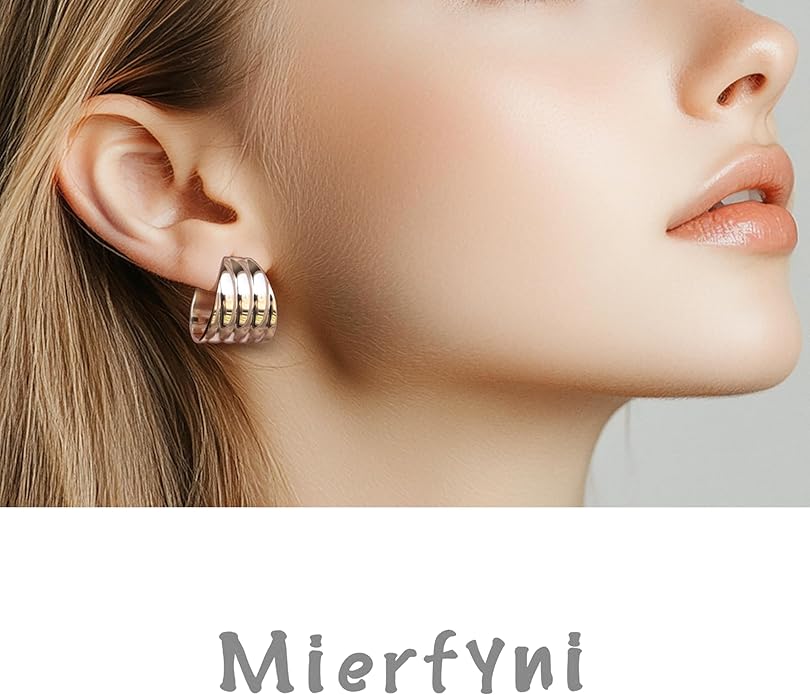 Big Chunky Gold Hoop Earrings for Women Trendy 14K Gold Plated Large Thick Gold Hoops