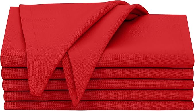 Ruvanti Cloth Napkins Set of 6, 18x18 Inches, 100% Cotton, Washable, Soft & Absorbent, Perfect for Wedding, Christmas, ‎Thanksgiving Dinners - Flame Scarlet