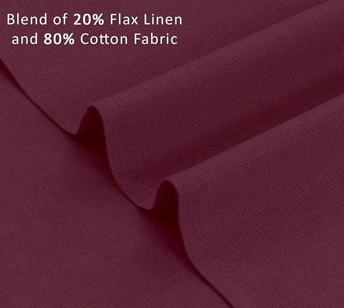 Ruvanti Linen Napkins Set of 12, 18x18 Cloth Napkins, Cotton Linen Blend Napkins Cloth Washable, Soft, Reusable Dinner Napkins for Wedding, Parties, Christmas, Thanksgiving, Everyday Use - Burgundy
