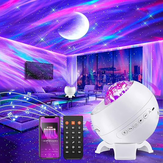 Galaxy Projector Northern Lights Projector,180 Lighting 5 Moons Star Projector Galaxy Light,15 White Noise & Bluetooth Aurora Light Projector,Remote Star Lights for Ceiling Projector for Kids Gifts