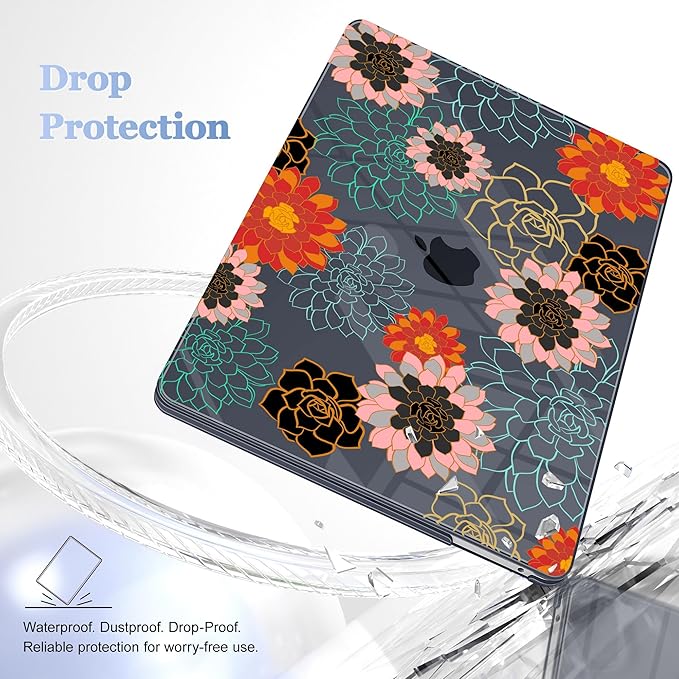 May Chen Case for MacBook Pro 13 inch M2 2023,2022,2021,2020 A2338 M1 A2251 A2289, Plastic Hard Shell Case for MacBook Pro 13" with Touch Bar Fits Touch ID, Flower
