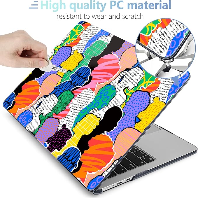 MEEgoodo Case for MacBook Air M4/M3/M2 13.6 inch 2025 2024 2022, Fit Model A3240 A3113 A2681,Compatible with MacBook Air 13 inch, Laptop Hard Shell Case with Keyboard Cover,Diverse People Abstract Art
