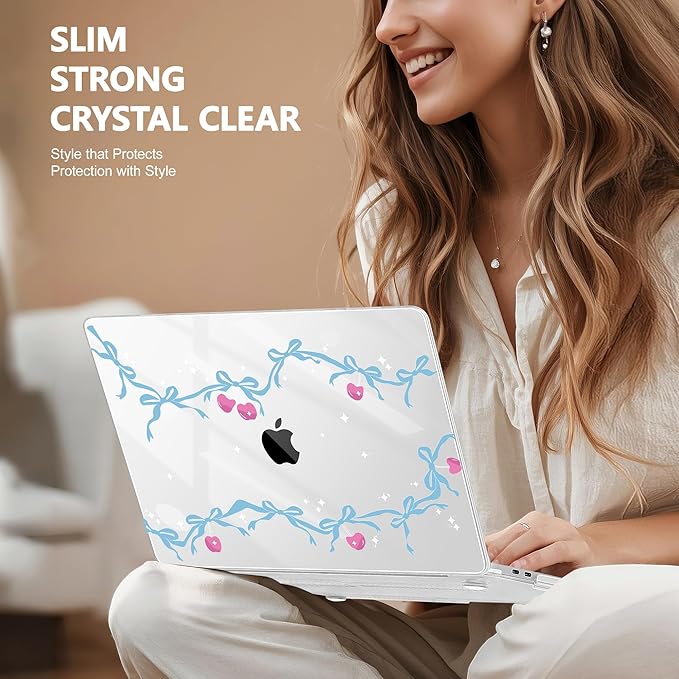 Case for MacBook Pro 13 inch with/Without Touch Bar (2016-2022, M2 A2338 M1 A2289 A2251 A2159 A1989 A1706 A1708), Hard Shell + Keyboard Cover + Dust Plug, Cherry Bow