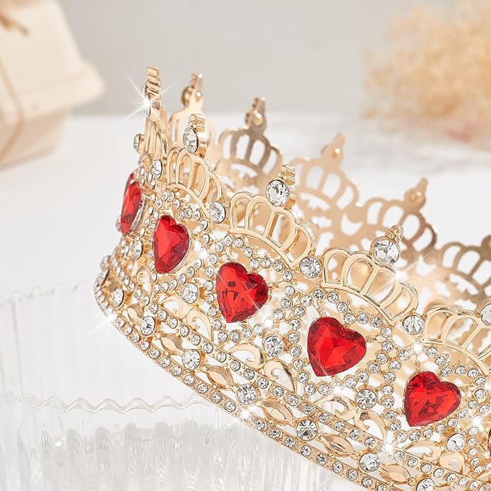 Queen Crown Wedding Rhinestone Heart Crowns and Tiaras for Women Costume Party Hair Accessories Princess BirthdayCrown Crystal Bridal Crown
