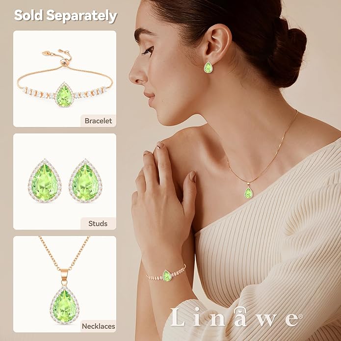 Linawe Women Stud Earrings, Teardrop Diamond Moissanite Cubic Zirconia Earrings Studs Rhinestone Jewelry Gold/Silver/Rose Gold