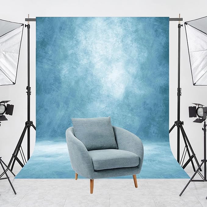 Abstract Professional Photography Backdrop for Portrait Photo Props Booth Background Photoshoot Studio with Polyester Fabric Roller Pocket on Top(8x10ft, Light Blue,No Stand)