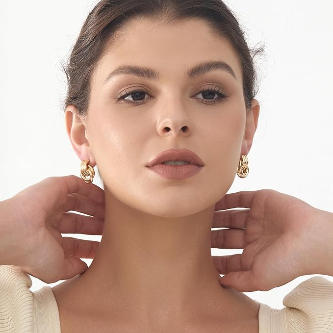 Knot Link Statement Earrings for Women, Drop Dangle Geometric Knot Earrings, Women's Jewelry-M Size