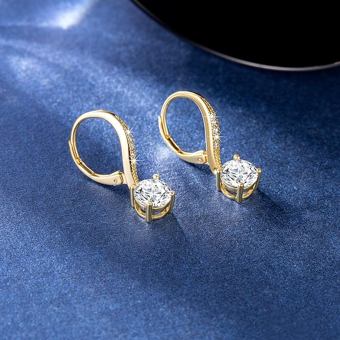 Cossa Dangle Earrings 14K Gold Drop Earrings for Women Disc Dangle Stylish Leverback Earring with Cubic Zirconia Drop Earring A Must-have Fashion Accessory
