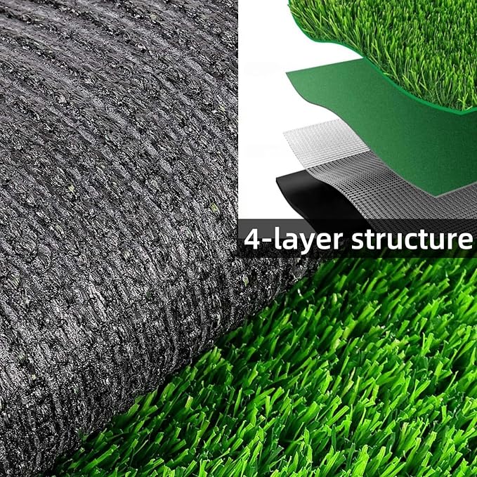 Artificial Grass Rug 11 ft x 42 ft, Synthetic Fake Grass Turf Mat for Indoor Outdoor Garden Home Decor, 0.8" Pile Height
