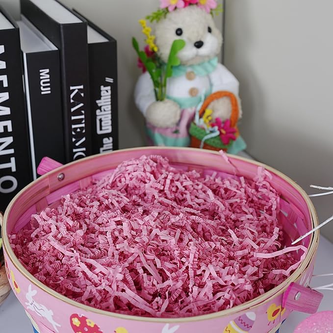 Uptotop 2LB Crinkle Cut Paper Shred Filler for Gift Wrapping Basket Filling, Birthday, Christmas, Thanksgiving, Wedding, Mother's Day, Pink