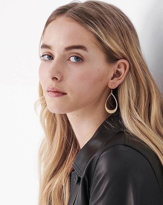 SOFYBJA Dainty 18K Gold Plated Disc Ball Triangle Sunburst Drop Earrings Long Dangle Lightweight Handmade Earrings Jewelry