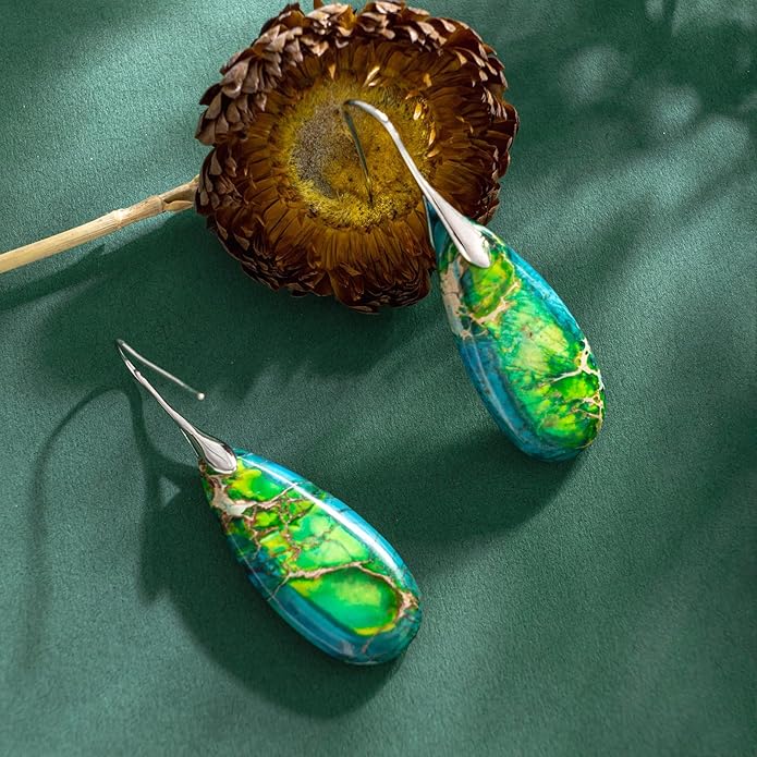 SELOVO Stone Fishhook Dangle Drop Earrings Statement Earrings for Women Stone