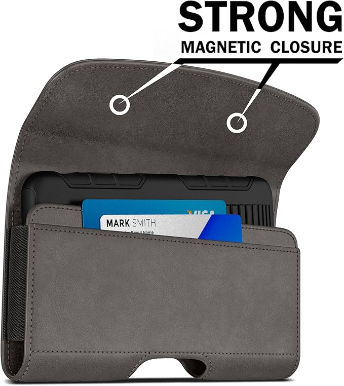 Holster for Samsung Galaxy Ultra S25 S24 S23 S22 S21 A73 A54 A53 A35 A34 A33 A32, Google Pixel 8 9 Pro XL, Extra Large Cell Phone Belt Holder Case with Clip, Men's ID Card Pouch, Pewter X-Large