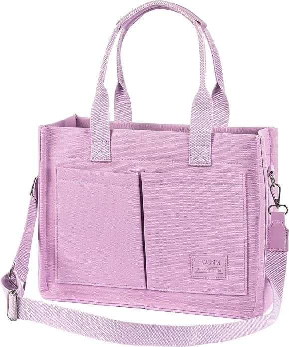 Canvas Tote Bag for Women, Large Laptop Travel Tote Handbag Totes with Crossbody Shoulder Teachers Reusable Grocery Bags
