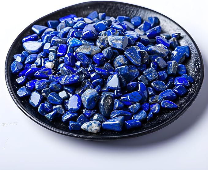 Polished Lapis Lazuli Crystal Chips 200 Pcs - 0.3" 10 oz Tumbled Stone Chips Crushed Sea Glass Stones Healing Reiki Crystal Making Home Decoration