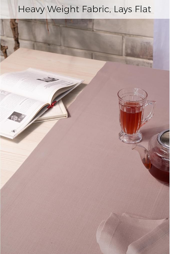 D'Moksha Homes Beige Table Runner 14 x 60 Inch - Faux Linen Table Runner - Wrinkle Resistant, Machine Washable Ideal for Dresser, Coffee Tables, Thanksgiving, Holiday - 100% Recycled Fabric