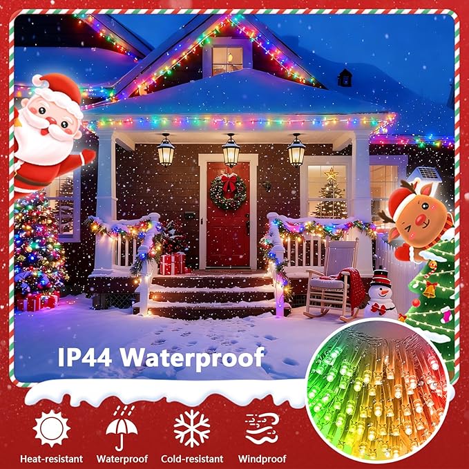 51FT 120LED Smart Color Changing Christmas String Lights Outdoor | App Control RGB LED String Lights with Remote & Timer, Waterproof Twinkle Christmas Tree Lights Indoor for Holiday Xmas Decor