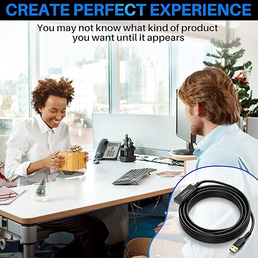 USB 3.0 Active Extension Cable 20 Feet, Long USB Type-A Male to Female Extender Cord, Built-in A Signal Booster Smart Chip, 5Gbps Transfer, for Printer, Xbox, Webcam, VR, Hard Drive, USB Hub and More