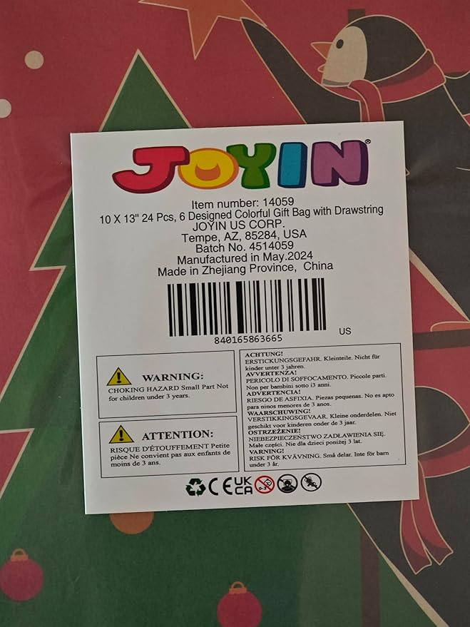 JOYIN 24 Pcs Christmas Kraft Gift Bags with Twine Handles, 10'' X 13'' X 5'' Large Xmas Goodie Goody Treat Bags for Holiday Present Wrapping, Christmas Decorations, Party Supplies Decor
