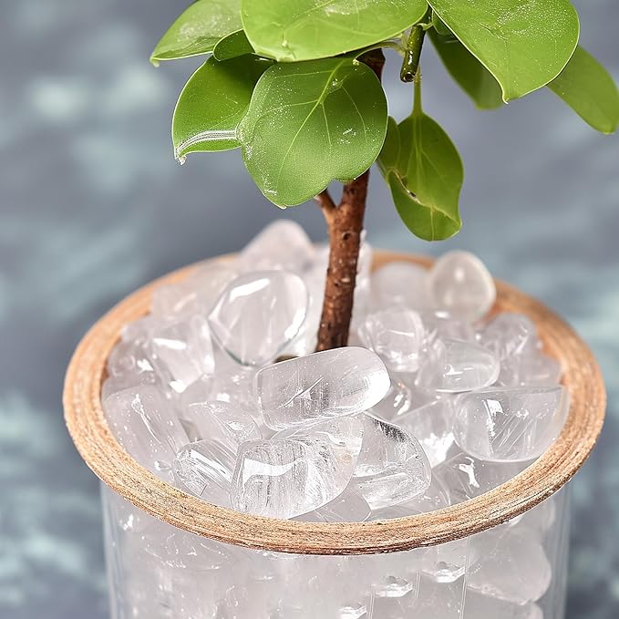 Polished Clear Quartz Crystal Chips 200 Pcs - 0.3", Tumbled Stone Chips Crushed Sea Glass Stones Healing Reiki Crystal Making Home Decoration