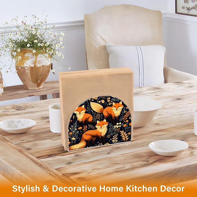 Napkin Holder, Cartoon Foxes Napkin Holder for Table Standing Napkin Holders for Table, Kitchen & Dining Room Decor