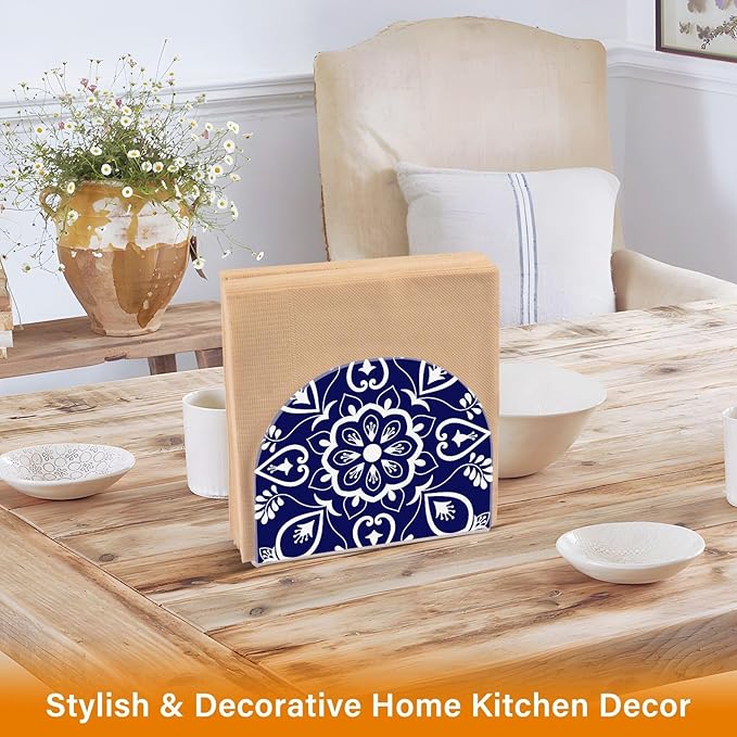 Napkin Holder, Blue Mexican Talavera Napkin Holder for Table Standing Napkin Holders for Table, Kitchen & Dining Room Decor