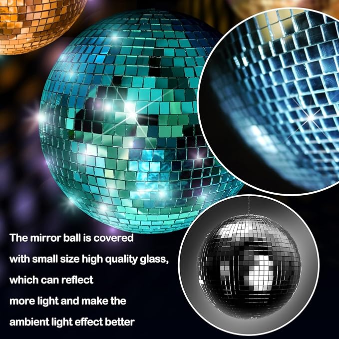 17 Pcs Disco Ball Decorations Assorted Size Disco Ball Ornaments, Mini Large Hanging Party Favors for Christmas New Year Weddings Decor Festival Stage Prop(8, 6, 1.2 Inch)