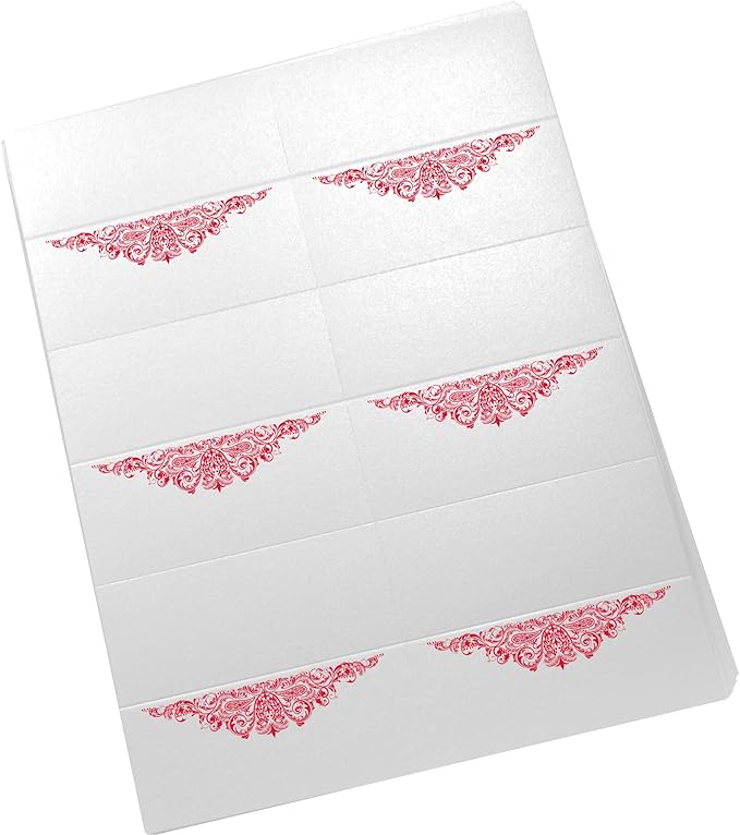 Paisley Printable Place Cards, Ruby Red (Choose Color), Set of 60 (10 Sheets), Laser & Inkjet Printers - Wedding, Party, Dinner, and Special Events - Made in the USA