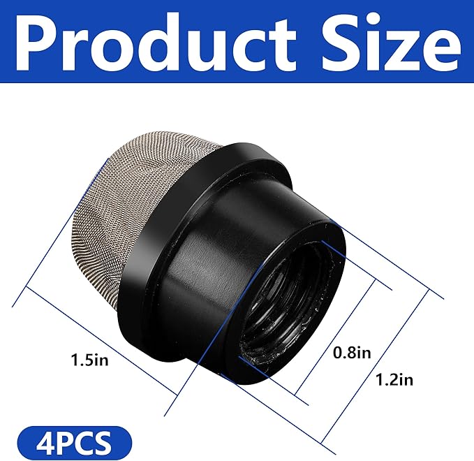 DECOHS 4 Pcs 190106Z Air Bleeder Screen Cap- Stainless Steel Screen Filter Cap Replacement Parts- Air Valve Strainer Cap for Most Pools Filters
