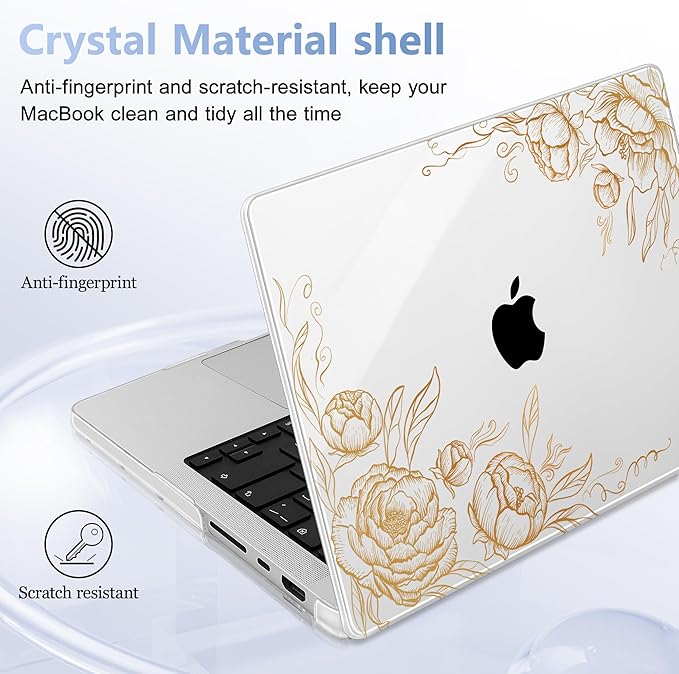 for MacBook Pro 16 inch Case 2021 2022 2023 2024 Release A3186 A3403 M4 A2991 M3 A2780 M2 A2485 M1 Pro/Max, Hard Shell Case with Screen Protector & Keyboard Cover, Floral P294