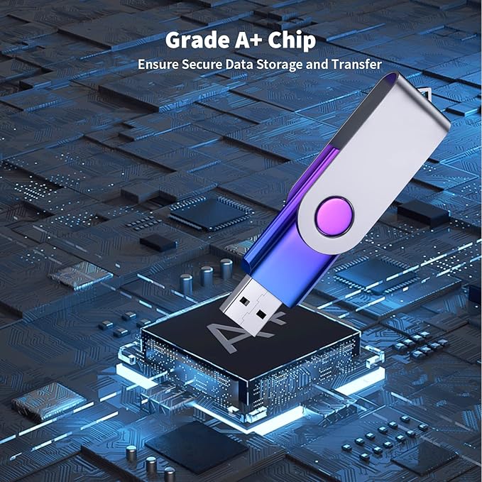 ABLAZE 8GB Flash Drive 2 Pack, USB 2.0 Thumb Drives with Lanyards Swivel USB Memory Stick 8GB（Green and Purple
