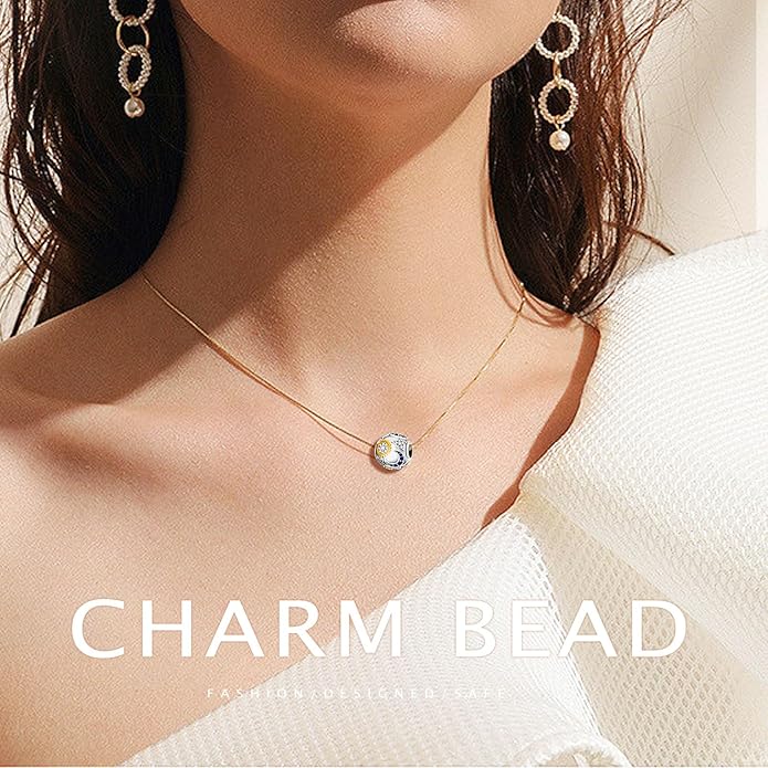 925 Sterling Silver Charms Bead for Bracelets Necklaces, Star Moon Crescent Sun Solar Pendent, Blue Ocean Starfish Shells Turtle Crab Starry Sea Cute Jewelry Birthday Gifts for Women Men