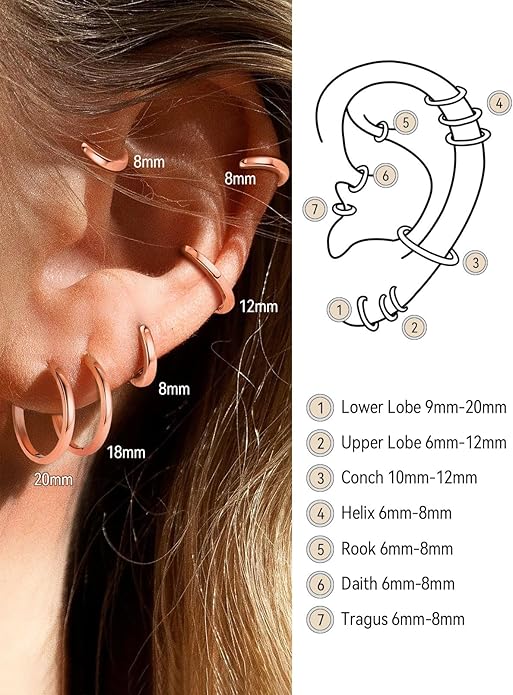 FaithHeart Sterling Silver Hoop Earrings for Women, Hypoallergenic Huggie Hoop Earrings Lightweight Small Cartilage Earrings Hoop Earring Dainty Everyday Earrings 6/8/10/12/14/15/16/18/20mm