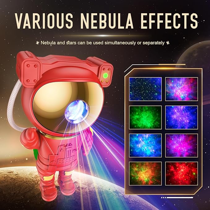 Mooyran Christmas Light Projector Indoor - Red Astronaut Galaxy Projector, Festive Holiday Decor, Romantic Lights for Bedroom, Unique with Remote & Timer