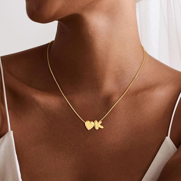 Valentines Day Gifts for Kids Teen Girls Women - 14K Gold Plated Dainty Heart A-Z Initial Letter Necklace Teen Girls Gifts Trendy Stuff Birthday Gift for 5 6 7 8 9 10 Year Old Girls Gift