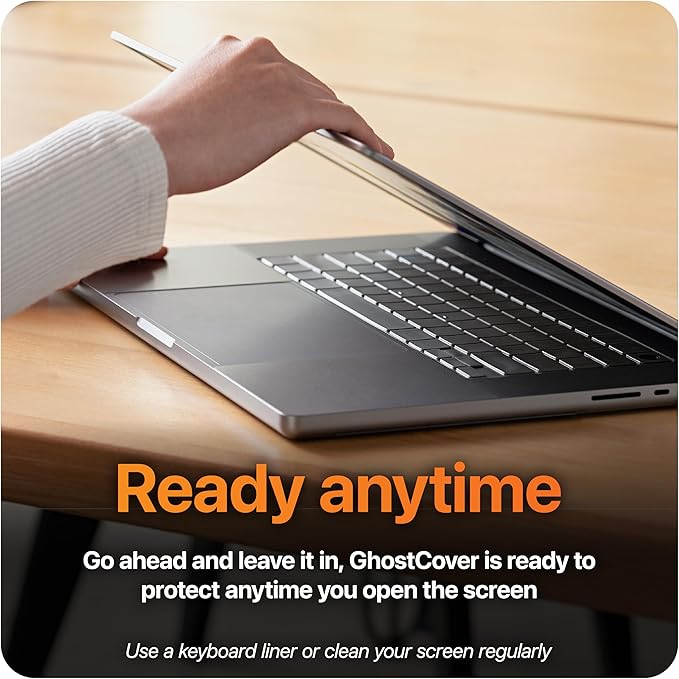 GhostCover Original Premium Ultra Thin Keyboard Cover Protector, Compatible with 2025 2024 2023 2022 2021 M5/M4/M3/M2/M1 Pro/Max MacBook Pro 14/16, M4-M2 MacBook Air 13/15, US ANSI Layout, Clear
