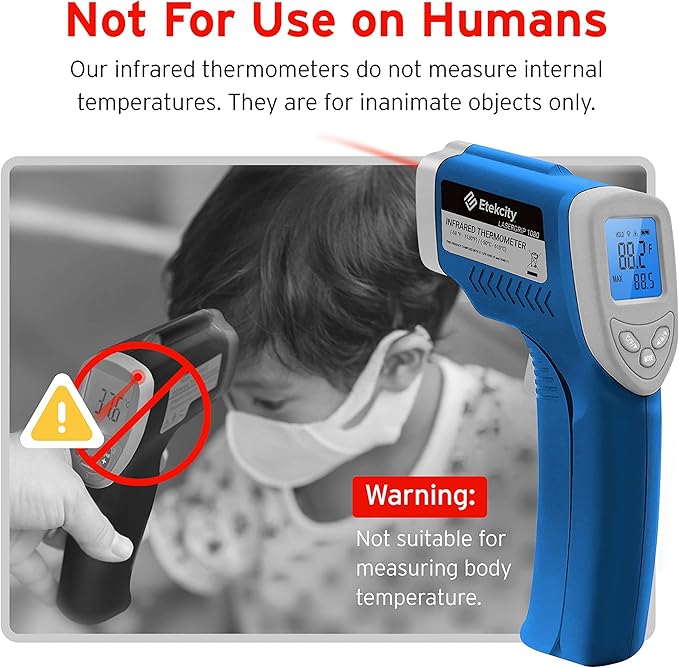Etekcity Infrared Thermometer 1080, Heat Temperature Temp Gun for Cooking, Laser IR Surface Tool for Pizza Oven, Meat, Griddle, Grill, HVAC, Engine, Accessories, -58°F to 1130°F, Blue