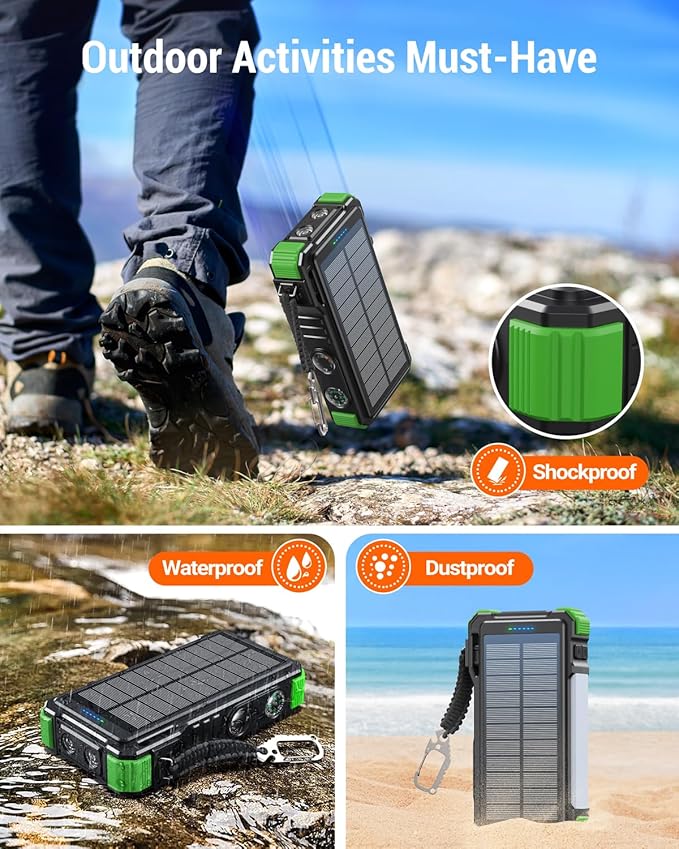 BLAVOR 45W Solar Charger Power Bank - 74000mwh Wireless Portable Charger Built-in Cables, PD QC Fast Charging Battery Pack with USB C for Cell Phones, Dual Flashlight & Carabiner for Camping, Hiking