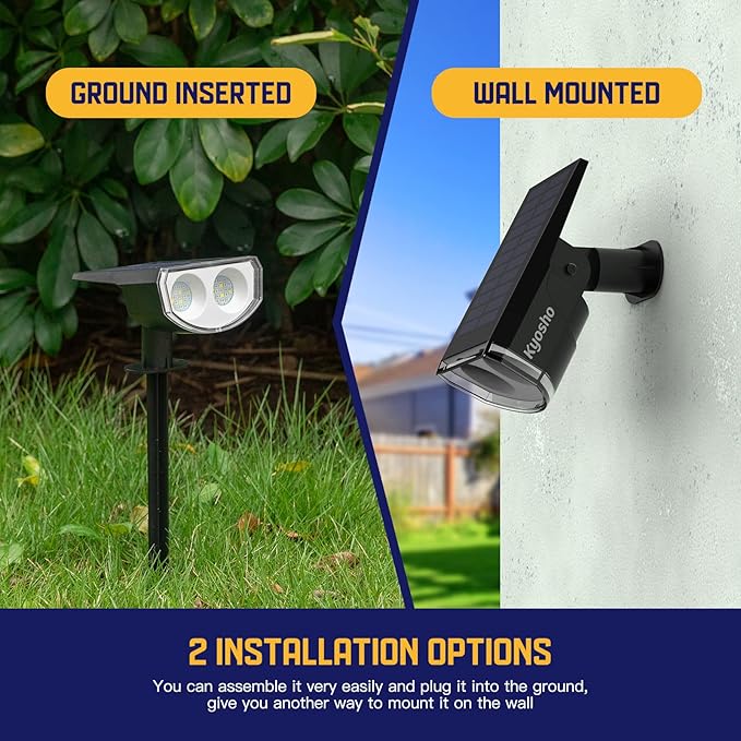 Kyosho Solar Spot Lights Outdoor, IP67 Waterproof Solar Lights for Yard, Garden and Walkways, 38 LEDs RGBW Multicolor Spotlight, 6 Pack