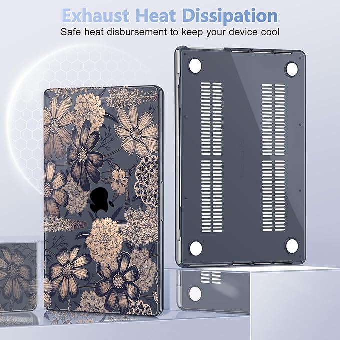 for MacBook Pro 16 inch Case 2021 2022 2023 2024 Release A3186 A3403 M4 A2991 M3 A2780 M2 A2485 M1 Pro/Max, Hard Shell Case with Screen Protector & Keyboard Cover, Spring Floral